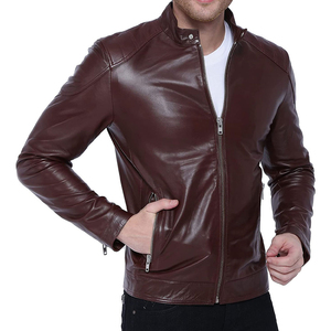 Veste en cuir pour homme de qualité supérieure, coupe ajustée, en cuir de vachette, veste de moto pour l'hiver, veste bomber pour l'automne - Product Image 5