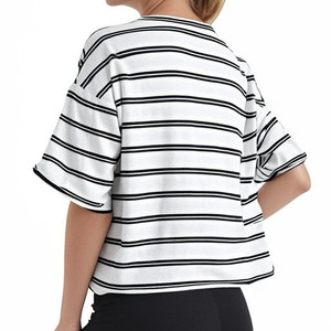 T-shirt à manches courtes pour femme, col rond, coupe classique, jersey tricoté décontracté, respirant, écologique, 100% coton, printemps été - Product Image 4