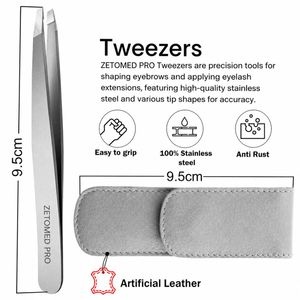 Juego de Pinzas Inclinadas y Puntiagudas de Acero Inoxidable Plateado al por Mayor para Eliminar Vello Encarnado, Herramientas para Cejas para Uso Estético - Product Image 4