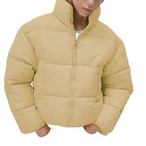 แจ็คเก็ตขนเป็ดแขนยาวซิปขึ้นของผู้หญิงเสื้อแจ็กเก็ตขนเป็ดแบบแพ็กเก็ตสีคอตั้งดีไซน์2025น้ำหนักเบา - Product Image 1