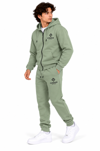 Ensemble de survêtement en molleton personnalisé pour homme, sweat à capuche zippé et pantalon de survêtement, deux pièces, épais, style streetwear décontracté, tenue de sport pour homme - Product Image 2