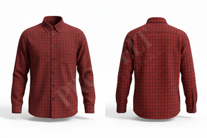 Chemise habillée personnalisée légère à manches longues, imprimée à carreaux, élégante, boutonnée, confortable et tendance - Product Image 3