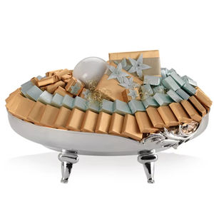 Plateau ovale en métal argenté pour chocolats, support de luxe pour arrangement de bonbons, présentoir décoratif de table - Product Image 1