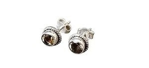 Handcrafted Citrine <b>Stud</b> <b>Earrings</b> 925 Sterling <b>Silver</b> Bezel <b>Set</b> Rope Edge Design Classic Gemstone Fashion Jewelry Gift for Women - Product Image 6