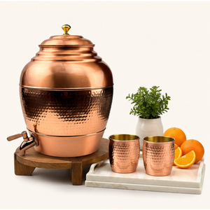 Distributeur d'eau artisanal en cuivre pur avec robinet anti-fuite, grande capacité, pot de stockage d'eau martelé ayurvédique pour la maison - Product Image 4