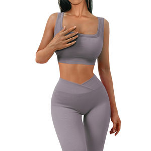 Ensembles de vêtements de sport de haute qualité pour femmes, pour yoga, entraînement, gym, fitness, boxe, lot de 2, vente en gros - Product Image 1