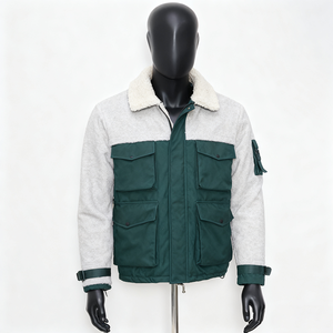 Veste zippée en polaire sherpa de haute qualité, design personnalisé, style vintage, pour l'extérieur, avec plusieurs poches, en coton chaud - Product Image 1