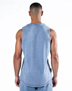 Camiseta sin mangas para hombre, estilo boxy, de secado rápido, de algodón acanalado, con logo personalizado, para verano, deporte, gimnasio, chaleco, top. - Product Image 5