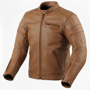 Venta Directa de Fábrica: Chaquetas de Cuero para Hombre, Estilo Motero, Lavadas con Agua, de Algodón y Cuero, a la Moda - Product Image 1