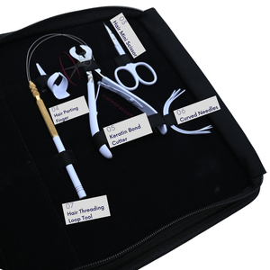 Hair Extension <b>Tool</b> Set with Tape In Plier <b>Threading</b> Loop Curved Needles Parting Finger Beads Crimper and Keratin Bond Cutter - Product Image 4