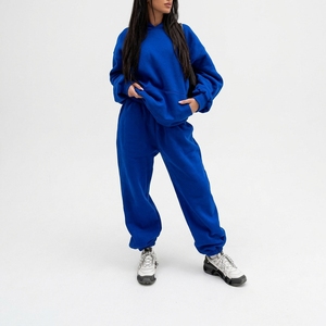 Women <b>Hooded</b> Cropped Tracksuit Drawstring Closure High Waist Wide Leg Pants Solid Waterproof Fashion Two Piece Athletic Matching - Product Image 5