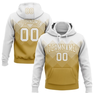 Sweat à capuche sportif de forme carrée, nouveau design, personnalisé, blanc et or vieilli, avec motif 3D dégradé, vente en gros directe pour l'industrie - Product Image 1
