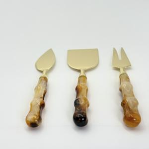 Producto de Moda: Juego de Queso Dorado Metálico con Mango de Resina Negra para Mesa de Desayuno, Juego de Espátulas para Queso y Mantequilla - Product Image 2