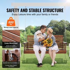 Dondolo da Veranda in Legno da 1,5 m Migliorato, Robusto Dondolo da Giardino con Capacità di Carico di 400 kg per Cortile e Giardino, Utilizzabile anche in Interni - Product Image 2