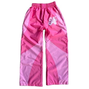 Pantalones de chándal cortavientos de nailon de pierna ancha de cintura media Unisex, ropa de calle de bloque de Color personalizada, pantalones de nailon Unisex transpirables al por mayor - Product Image 5