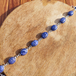 Boho Style Lapis Lazuli Silver Plated Beaded Adjustable <b>Bracelet</b> Natural Blue Gemstone Healing <b>Crystal</b> Jewelry for Wedding - Product Image 4