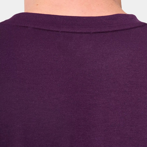 T-shirt pour homme en coton premium, coupe ample, col rond, manches courtes, imprimé graphique, style streetwear décontracté, couleur violet foncé - Product Image 5