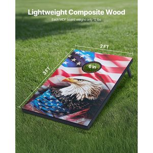Set da Cornhole Portatile 3x2 ft in MDF, Gioco da Interno ed Esterno per Adulti, Include Tavola per Lancio delle Corn - Product Image 2