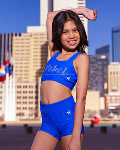 ชุดเชียร์ลีดเดอร์สุดเซ็กซี่เครื่องแบบเชียร์ลีดเดอร์สำหรับเด็กและเยาวชนสีฟ้าชุดเชียร์ลีดเดอร์คุณภาพสูง - Product Image 5