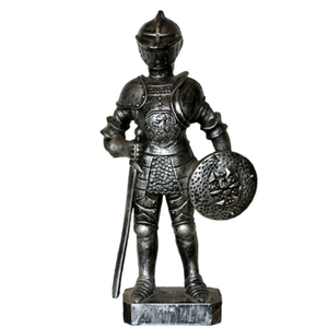 Figurine de guerrier en bronze avec casque en corne, hache et bouclier décorés, décoration de table, disponible à prix de gros. - Product Image 2