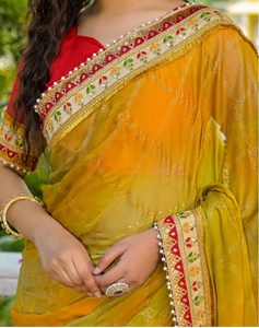 Sari en Chiffon Rayon Brodé Imprimé Traditionnel KV pour les Occasions Festives - Product Image 2