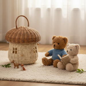 Cesta Decorativa de Ratán con Forma de Hongo, Tejida a Mano, Cesta de Almacenamiento Natural para Juguetes y Decoración del Hogar - Product Image 3