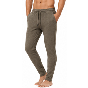 <b>Mens</b> Waffle Knitted <b>Trousers</b> Slim Fit Casual Jogger Pants Soft Textured Fabric <b>Elastic</b> Waist Custom Sports Training Bottoms - Product Image 3