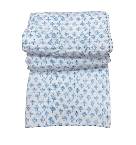 Manta Acolchada de Algodón con Patrón Geométrico Azul para Uso en Casa Durante Toda la Temporada - Product Image 3