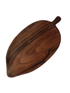 Planche à fromage rectangulaire moderne de luxe tendance, en bois d'acacia naturel, en forme de feuille, écologique, biodégradable, faite à la main et durable - Product Image 2