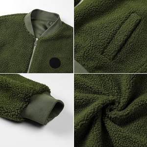 Blousons bomber pour homme, automne-hiver, en sherpa polaire réversible, fermeture éclair, chauds, coupe-vent vintage - Product Image 3