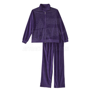 High Quality Women Rhinestone Tracksuit With Soft Feel Women Rhinestone Tracksuit For Casual Fashion Wear - Product Image 4