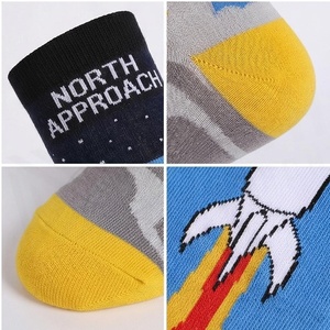 Crew <b>Socks</b> Cartoon Rocket Design Blue Gray Yellow Toe Breathable Casual <b>Socks</b> for Adults Spring Season - Product Image 4