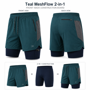 Pantalones Cortos Deportivos Personalizados con Logotipo Bordado, Compresión Interna, Exterior de Nailon y Spandex, Forro de Malla, Bolsillo Lateral Elástico para Correr - Product Image 2