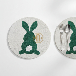 Premium Luxury Handmade Satin Fabric Beaded Round <b>Table</b> <b>Mats</b> & Decorative Placemats for Hospitality Industry Events Wholesale - Product Image 2