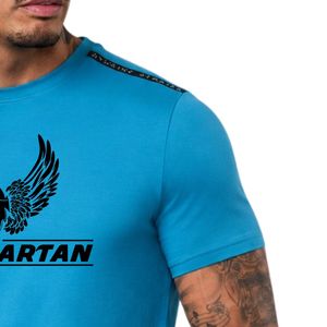 Camiseta de jersey con cuello redondo y estampado gráfico para hombre, de algodón azul, manga corta, informal, transpirable, estilo urbano, camiseta de moda de verano - Product Image 4