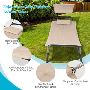 Chaise longue suspendue pour patio avec auvent, coussin, oreiller et sac de rangement - Product Image 5