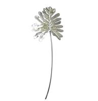 Eleganter silberner Bananenblatt-Metall-Gartenstecker – Zeitgenössisches botanisches Rasen-Akzent-Dekor für den Außenbereich