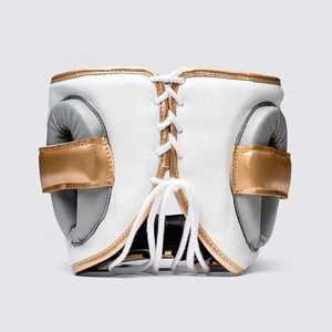 Boxing Training Protection Head Guard White Full <b>Face</b> Fly Boxing Head Guard Genuine Leather Customized Boxing Helmet CP-BHG-17 - Product Image 6