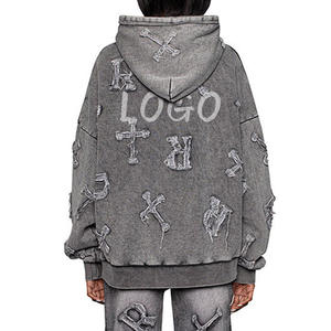 Sudadera con capucha extragrande para hombre, de algodón grueso, para marcas de ropa urbana estadounidenses, colecciones personalizadas con bordado. - Product Image 2