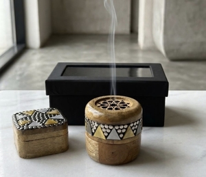 Quemador de incienso Mubkhar de madera hecho a mano, soporte decorativo para incienso, para fragancia del hogar árabe, ceremonia, decoración religiosa - Product Image 3