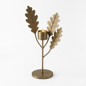 Portavelas Central con Hojas de Estilo Europeo para Centros de Mesa en Bodas y Fiestas de Aniversario - Product Image 1