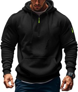 Sweat à capuche pour homme en polyester et coton, style athleisure, avec fermeture éclair frontale à cordon, coupe ample, idéal pour l'entraînement et l'automne, vente en gros - Product Image 1