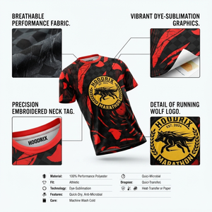 เสื้อวิ่งมาราธอนแบบซับลิเมชั่นสั่งทำพิเศษ แห้งเร็ว ผลิตจากโพลีเอสเตอร์ตาข่าย ระบายอากาศได้ดี เสื้อยืดกีฬา สำหรับผู้ชายและผู้หญิง ขายส่งจากผู้ผลิต - Product Image 6