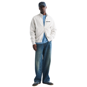 Custom <b>Men</b> <b>White</b> Full Zip <b>Sweatshirt</b> Jacket Prime Streetwear Track Top OEM Private Label Apparel Manufacturer Wholesale Supplier - Product Image 6