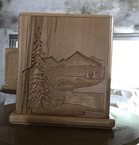 Vietnam-Made CNC Wood Cremation <b>Urn</b> <b>for</b> Human <b>Ash</b> Elegant <b>Wooden</b> Pet Casket with Unique Pattern Mountain Style - Product Image 3
