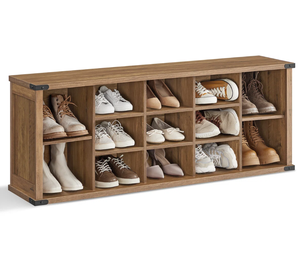 Meuble à chaussures contemporain en bois massif personnalisable, rangement multifonctionnel rétro, armoire intégrée pour entrée, mobilier de maison - Product Image 2