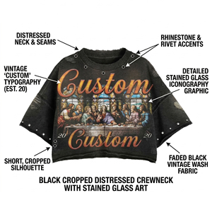 T-shirt court délavé et vieilli personnalisé Glory, 100 % coton jersey, impression DTG, bords coupés, motif graphique, unisexe. - Product Image 6