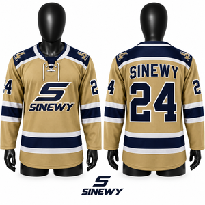 เสื้อฮอกกี้น้ำแข็ง SINEWY สำหรับผู้ชาย สีดำลายเหลือง แขนยาว คอวี ระบายอากาศได้ดี ซับเหงื่อ ผลิตจากผ้าฝ้ายผสมใยไผ่ - Product Image 2