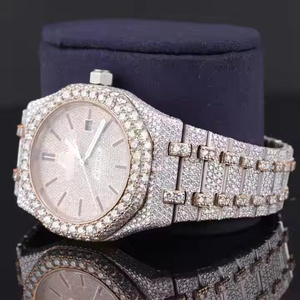 Reloj de Lujo con Diamantes Moissanite para Hombre, Reloj de Pulsera Analógico de Cuarzo Simple para Uso Diario, Colección Premium de Relojes de Moda - Product Image 4
