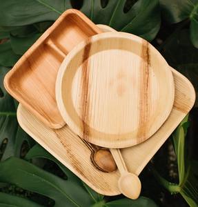 High Quality Heat Resistant Areca Palm <b>Plates</b> with <b>Disposable</b> Tableware <b>Plates</b> for Hot Cold Food Buffets and Special Events Use - Product Image 5